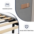 thumbnail image 2 of Queen forrado marco de cama con cabecero, 2 almacenamiento pockets, wingback design, wood slats - no necesita colchón base, noise - free, light gray, 2 of 7