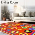 thumbnail image 2 of ODIKA 2'x3' Machine Washable Non-Slip Area Rug, Vibrant Alphabet Medallion Featuring Playful Lettering and Colorful Borders High Traffic Rug, Orange, 690660, 2 of 7