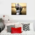 thumbnail image 4 of Nawypu  Rhino Sitting on The Toilet Pictures Paintings on Canvas Wall Art Stretched and Framed Ready to Hang for Home Decorations Funny Animal Grey Art Artwork Prints, 4 of 4