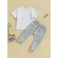 thumbnail image 4 of Bagilaanoe 2pcs Toddler Baby Boys Long Pants Set Letters Print Short Sleeve T-shirt Tops + Trousers 6M 12M 18M 24M 3T Kids Casual Outfits, 4 of 8