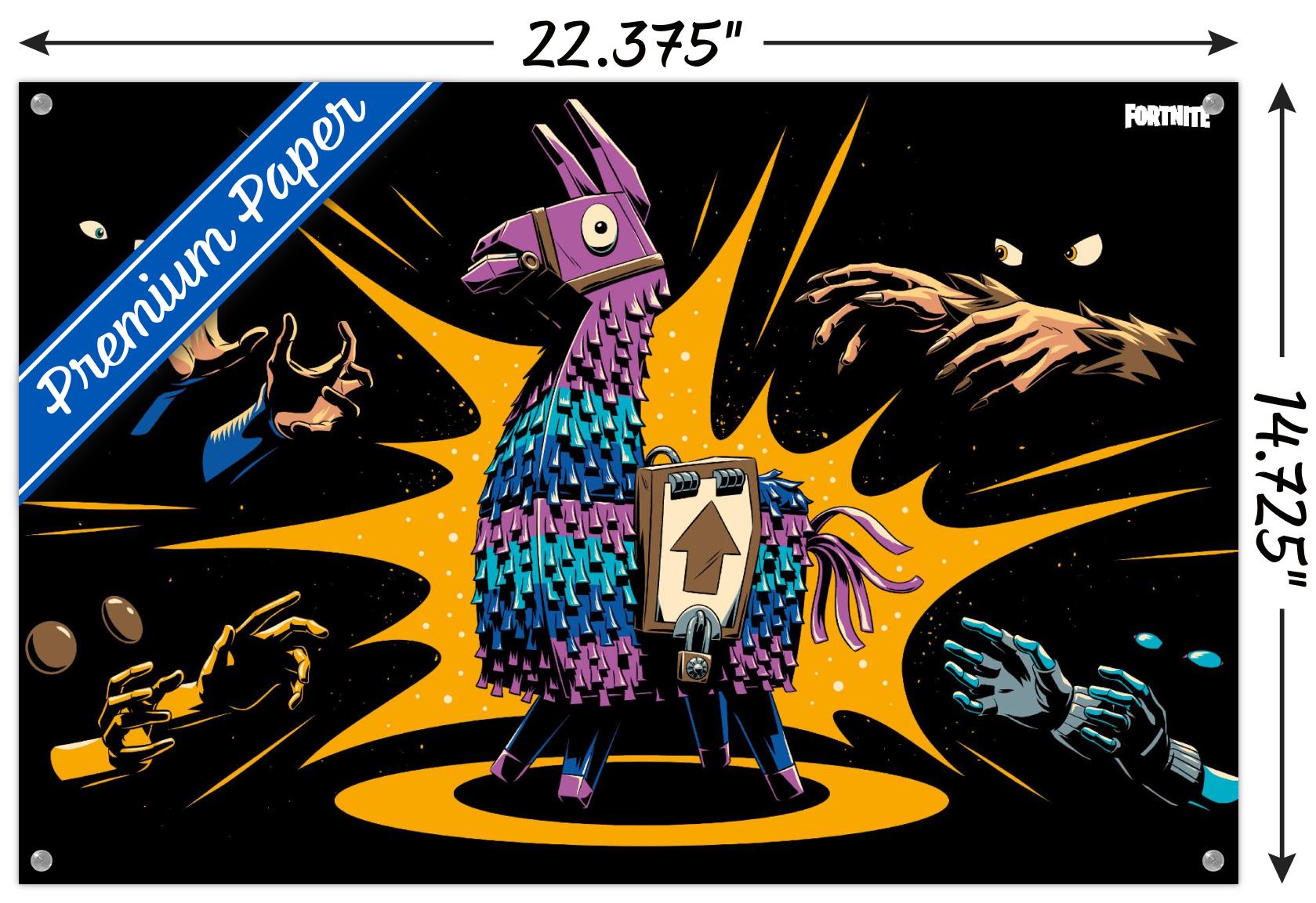 Fortnite - Loot Llama Lama Loading Screen Wall Poster with Push Pins, 14.725" x 22.375"
