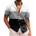 thumbnail image 1 of Camisas Para Hombre Manga Larga Hombres Casual Manga corta Primavera Verano Turndown Neck 3D Impreso Camisas Moda Top Blusa Camisas (Black, S), 1 of 4