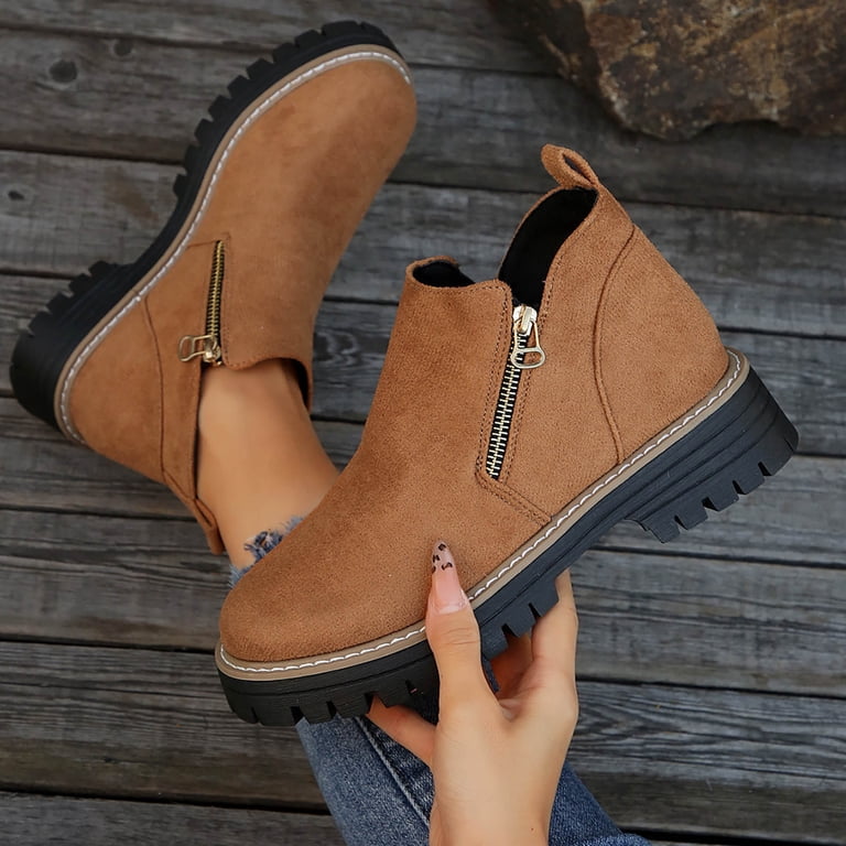 brown dress boots low heel Buy low-heeled ankle ▷ Mery Online Shoe Store Audley breathable Easy to wear Take off Dark Brown Ankle Boots with