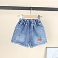 thumbnail image 2 of Wxirdiow Kids Shorts Girls Ripped Jean Shorts Y2K Vintage Mid Waist Straight Leg Denim Shorts Red Size,6-7 Years, 2 of 4