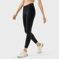 thumbnail image 4 of Yoga Cropped Leggings for Women High Waist Stretchy Seamless Nylon Pants Lightweight Workout Gym Running Tights, Black, L, 4 of 7