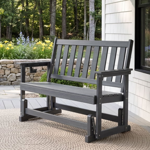 MOALCOFER Patio Glider Two-Seat Bench, Swing Chair for Garden, Gray