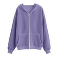 thumbnail image 4 of Lenpel Children's Corduroy Jackets Girls Boys Long Sleeve Zip up Hoodies Soft Warm Hooded Sweatshirts with Pockets(Purple,14-15 Years), 4 of 7