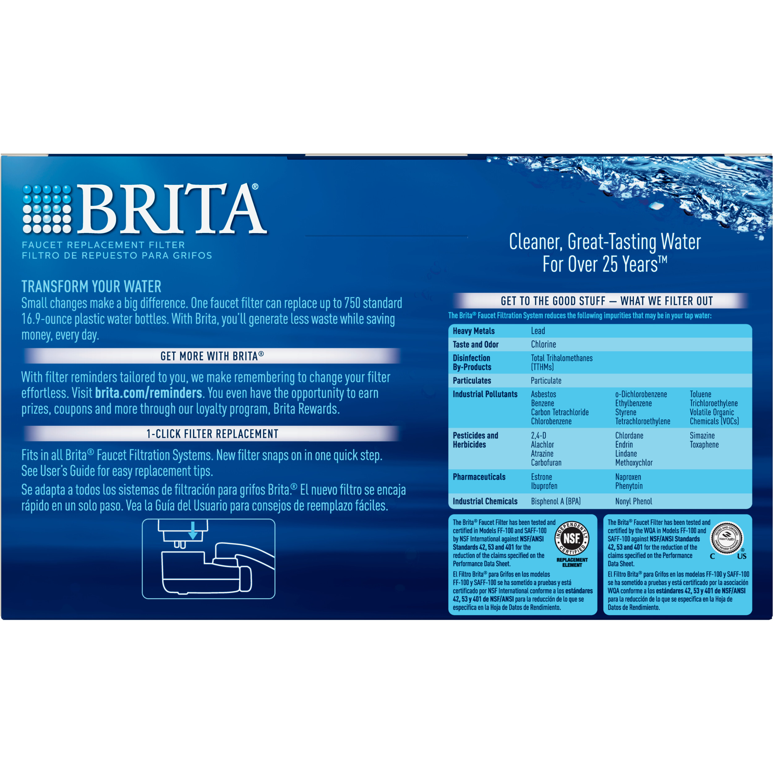 Brita Chrome Tap Water Faucet Replacement Filter, 3 Pack - Walmart.com