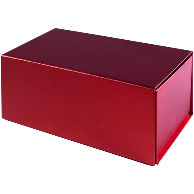 Red Metallic Gift Box with Lid and Magnet Closure, Small Size, Perfect for Gifting, Product Packaging, Shipping and Storage, Measures 7" x 4" x 2.75", Pack of 2