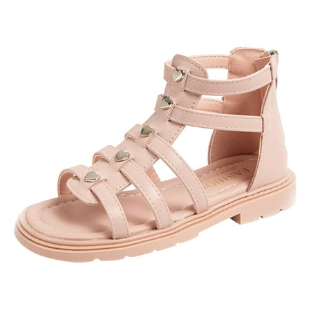 

Rrunsv Toddler Dress Sandals Toddler Girls Buckle Sandals Comfort Open Toe Sandal with Adjustable Back Strap Pink 33
