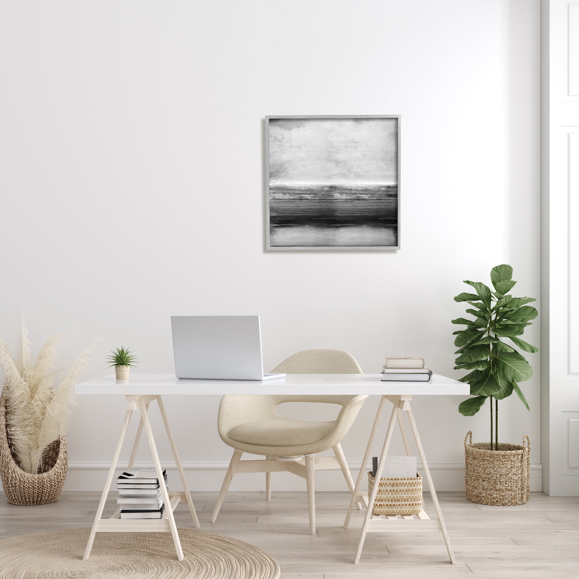 Stupell Industries Monochromatic Grey Rustic Abstraction Layered Shades, 24 x 24, Designed by Taylor Hamilton