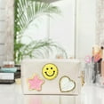 thumbnail image 3 of Nylea Preppy Stuff Patch Makeup Bag, PU Leather Smiley Face Makeup Bag Portable Waterproof Small Pouch, Daily Use Travel Cosmetic Pouch for Women Girls Gift (SHELL WHITE), 3 of 7