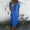Blue, variant on Women Casual Dress for Everyday Wear Long V Neck Loose Fit Feminine Lightweight Comfortable Botique Style Gray S