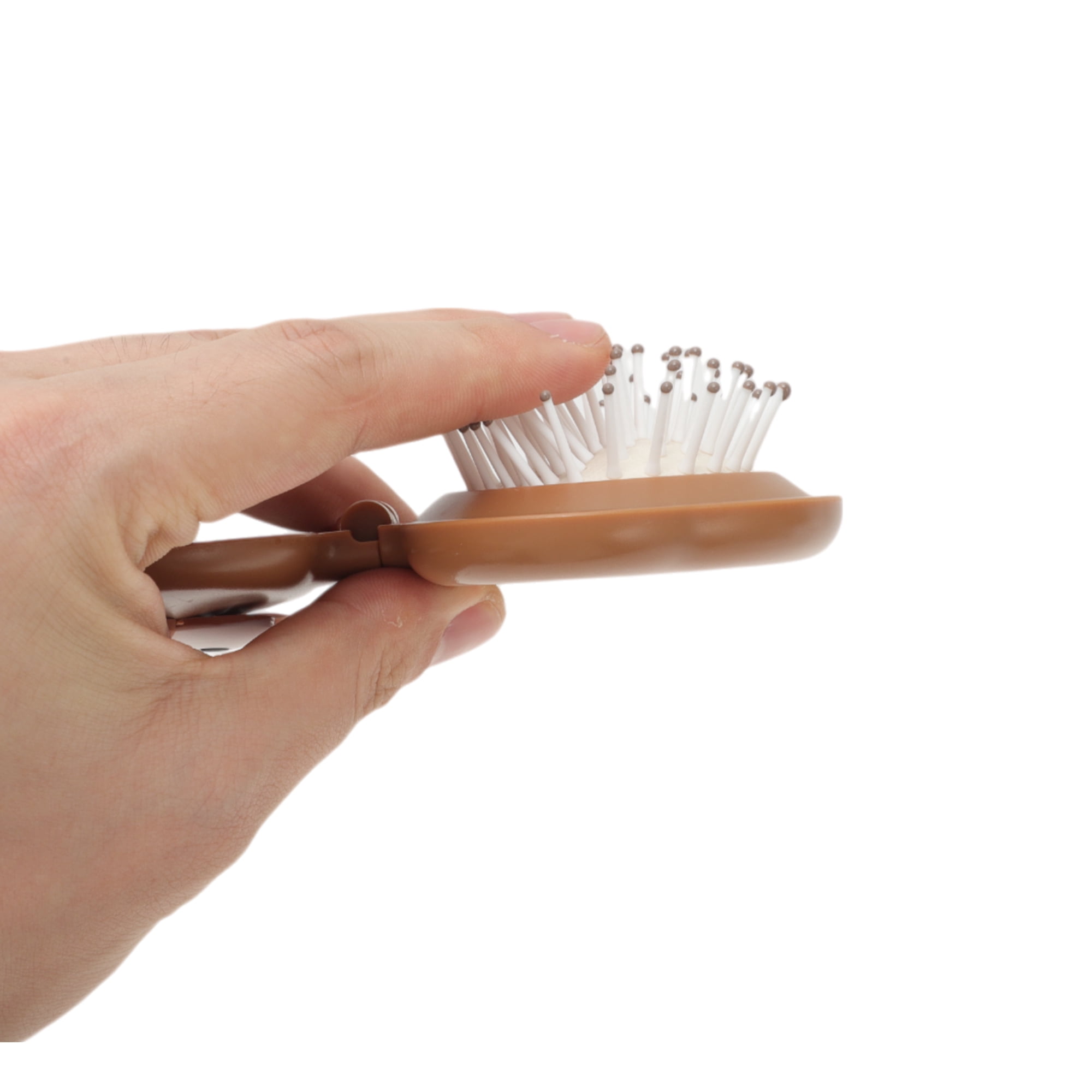 Unique Bargains 1 Pc Cute Durable Foldable Airbag Mirror Comb for All Hair Types Brown