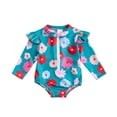thumbnail image 1 of Toddler Girls Rash Guard Swimming Bathing Suit Ruffle Floral Pattern Sun Protection Long Sleeve Summer Swimsuit 12-18 Months Girls Clothing, 1 of 6