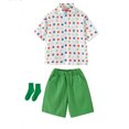 thumbnail image 5 of ZOYOEN Boys Polka Dots Shirts and Shorts- Summer Short Sleeve Casual Fashion Boys Formal Clothes Outfits Set Green Size 4, 5 of 7
