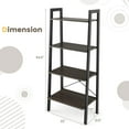 thumbnail image 3 of Giantex 4-Tier Wood Ladder Shelf, Display Rack w/Large Storage Space, Modern Bookshelf for Home & Office, Dark Grey and Black, 3 of 4