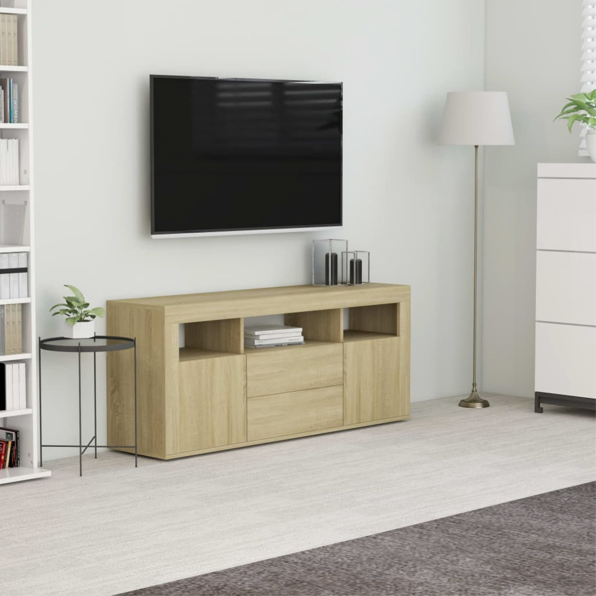 vidaXL 2x Kitchen Cabinets Home Kitchen Equipment Indoor Furniture Tool Storage Shelf Organiser Morden Cupboard Sonoma Oak Chipboard