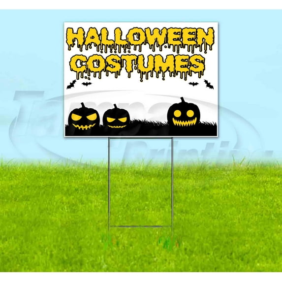 Halloween Costumes V12 Pumpkin Goo Yellow (18" x 24") Yard Sign, Includes Metal Step Stake