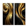 thumbnail image 2 of Designart "Minimal Black Gold Swirl Abstracted" Abstract Spirals Wall Art Set Of 2 - Transitional Gold Gallery Wall Set For Home Decor, 2 of 6