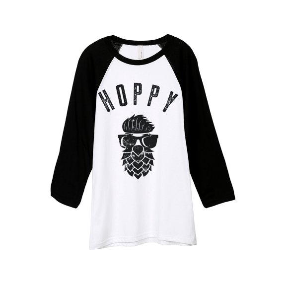 Thread Tank HOPPY Unisex 3/4 Sleeves Baseball Raglan White Black Small