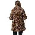 thumbnail image 4 of Leopard Print Notch Collar Faux Fur Teddy Coat (Medium, Brown), 4 of 4