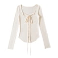 thumbnail image 2 of Ailaofu Women's Long Sleeve Cardigan Sweater V Neck Bow Tie Front Lightweight Shrug Sweater, 2 of 5