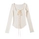 thumbnail image 2 of Ailaofu Women's Long Sleeve Cardigan Sweater V Neck Bow Tie Front Lightweight Shrug Sweater, 2 of 5