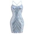 thumbnail image 2 of IBTOM CASTLE Women's Sequin Mini Dress Sparkly Glitter Strap V-Neck Bodycon Cocktail Party Homcoming Short Dresses XL Silver, 2 of 8