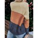 thumbnail image 4 of Suéter de punto con bloques de color para mujer, cuello redondo, manga larga, informal, suelto, para invierno, 4 of 7