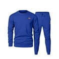 thumbnail image 3 of Mrmaere Men’s Crew Neck Sportswear Two Piece Set Long Sleeve Breathable Fabric Roomy Pockets Comfortable Design Wear for Sports Activities Daily Workouts Blue L, 3 of 3