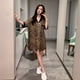 thumbnail image 2 of Camisón con solapa para mujer, cárdigan con estampado de leopardo, falda de seda satinada, vestido de noche a la moda, 2 of 5