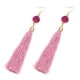 thumbnail image 1 of Pendientes bohemios de diseño de moda para mujer, aretes colgantes largos vintage con borlas y flecos, estilo bohemio, de 12 cm. rosado, 1 of 9