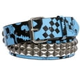 thumbnail image 2 of Snap On Art work Skull Cross Bone Tattoo Print Punk Rock Silver Star Studded Leather Belt, 2 of 5
