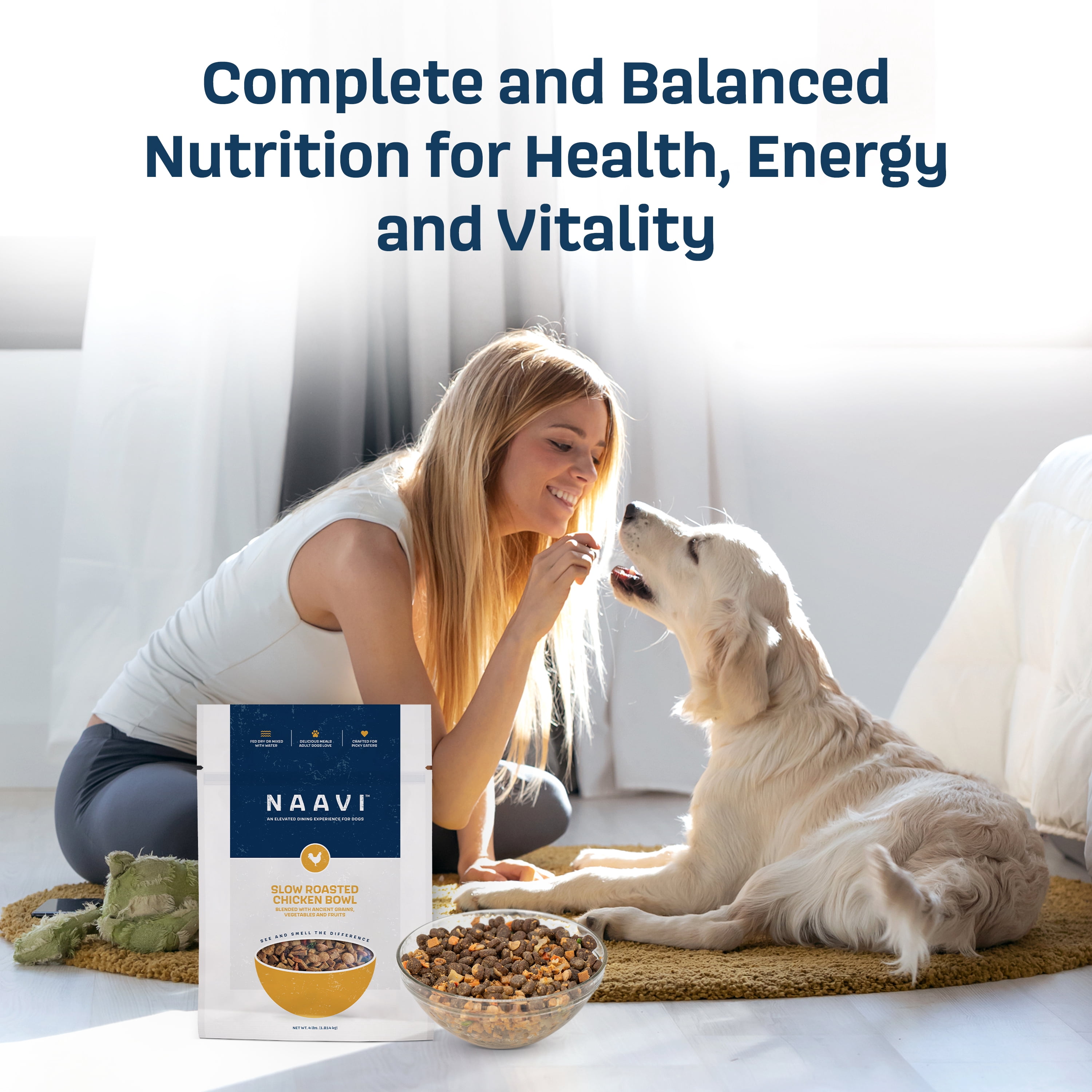 Naavi Slow-Roasted Chicken Bowl Dry Dog Food, 4 lb Bag