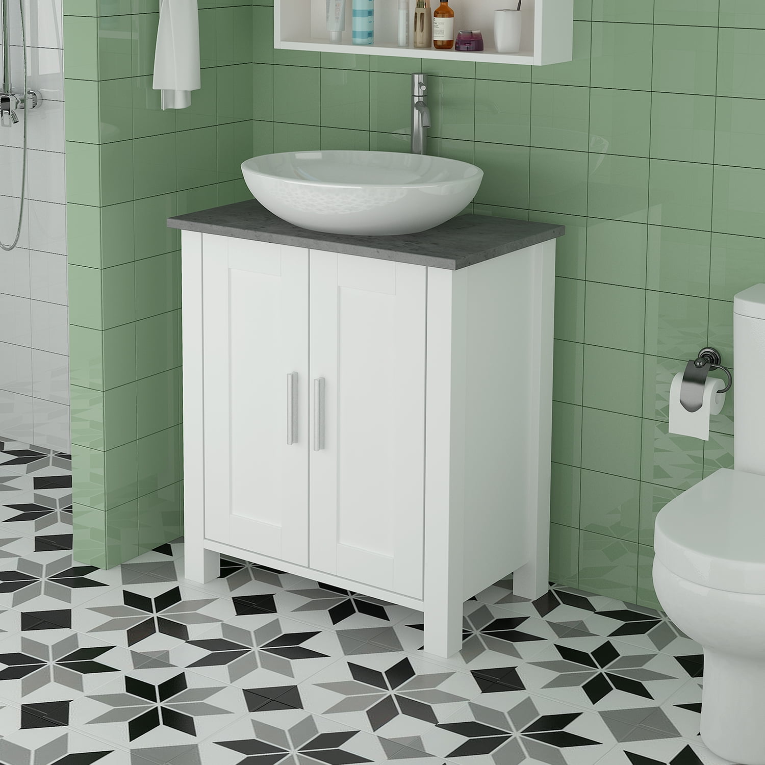 2 Doors Storage Under Sink Bathroom Vanity, Wood Pedestal Sink Base