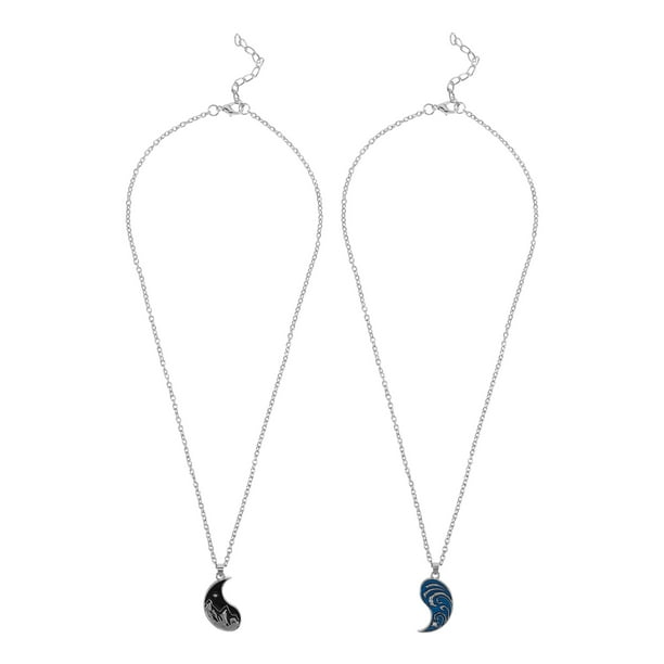 Collar de Yin Yang a juego para parejas, 2 piezas, con elementos de montaña y océano, collar de la amistad, collar con colgante a juego