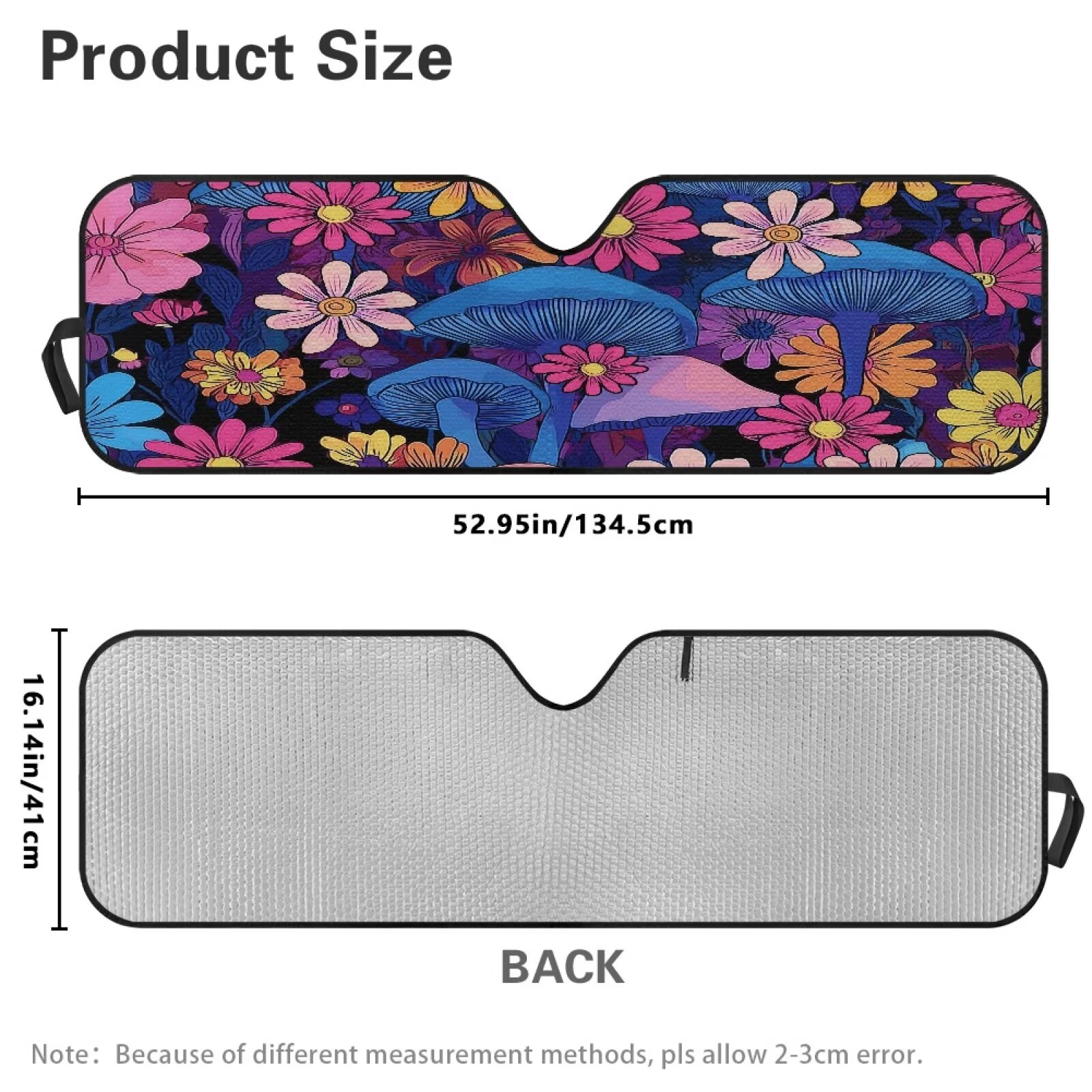 Uorisanigo Windshield Sun Shade Compatible with 2018-2025 Jeep Wrangler JL & 2/4 Door 4XE & 2020-2025 Jeep Gladiator JT 16.14"x52.95" Aesthetic Mushroom Front Window Sun Shade for Accessories