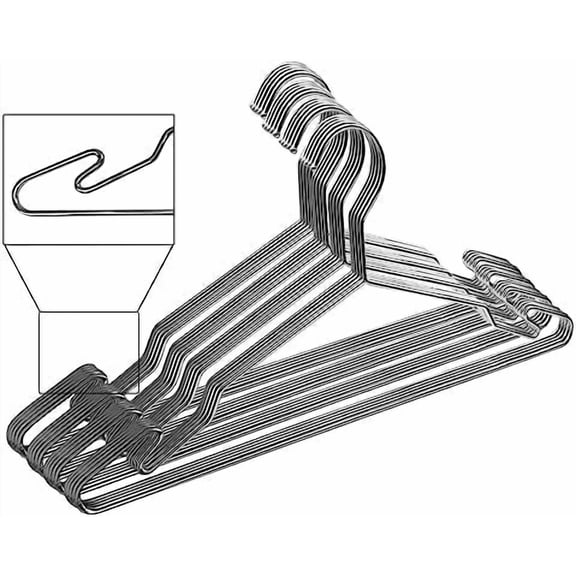 Luxurious Hanger Set Heavy Duty Metal Hangers with Unique Hook Design Durable & Sturdy Coat Hangers 4mm Thick Withstands 25lbs Weight Smooth Finish Compact Shirt Hangers - 10 Pack Chrome