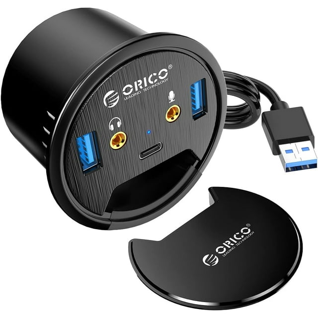 Desk Grommet, 4 Port USB 3.0 Hub, 5Gbps Data Transmission with 4.9ft Cord for Diameter 2.36" or 60MM Hole, Office Accessories, for PC, Flash Drive, HDD Enclosure and Other USB Devices