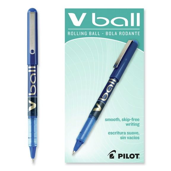 Vball Liquid Ink 0.7 mm Roller Ball Pen - Fine, Blue (Dozen)
