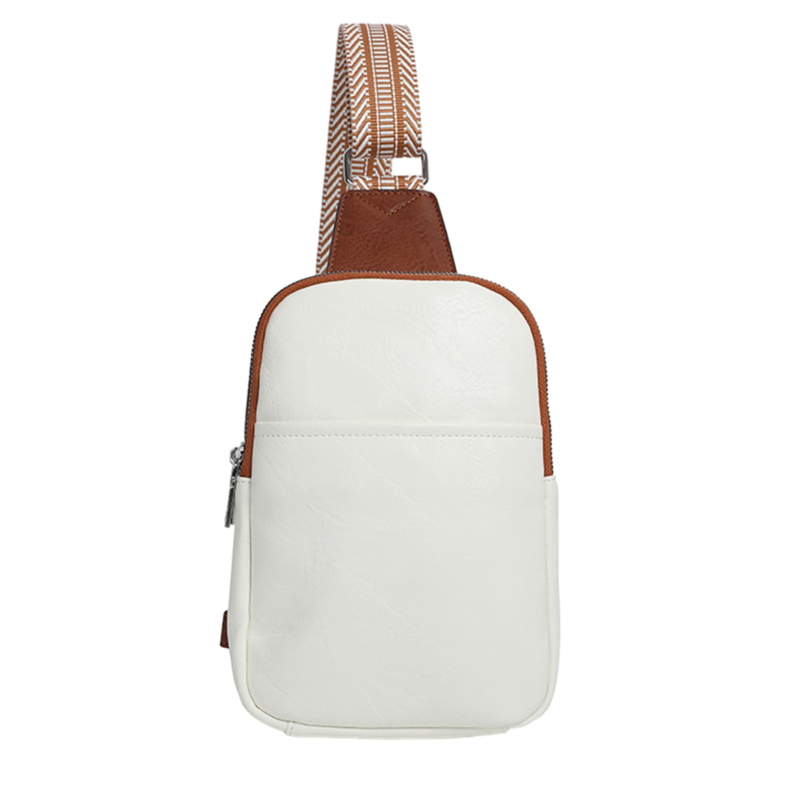 ruhuadgb Crossbody Fanny Pack with Zipper Large Capacity Wear Resistant Faux Leather Small Sling Bag Chest Bag for Women