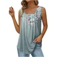 thumbnail image 2 of Homenesgenics Tank Tops for Women under $5 Women's Summer Casual Loose Fit Pleated Square Neck Sleeveless Tops Gray XXL, 2 of 5