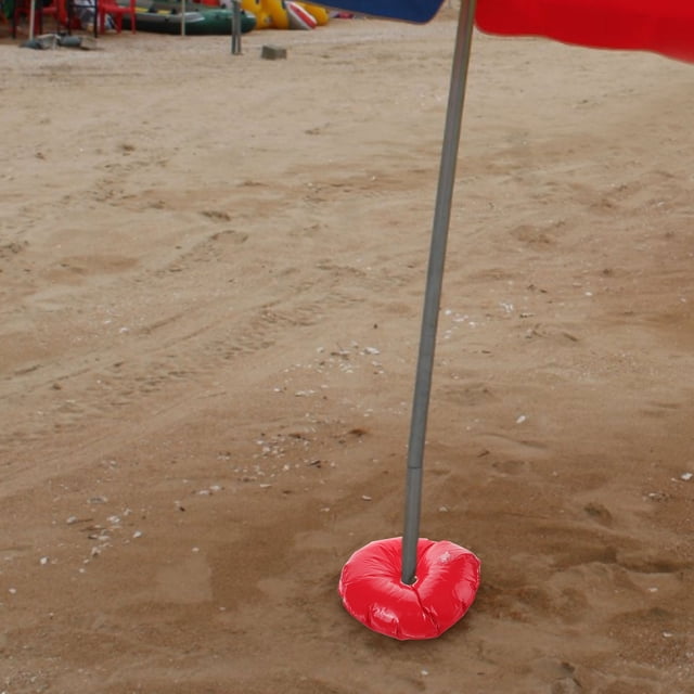 TEHAUX 2 Pcs Sac de Poids en Plastique Rouge pour Parasol de Plage pour Base de Patio Extérieur et Résistance au Vent
