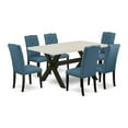 thumbnail image 6 of East West Furniture X-Style 7-piece Wood Dining Set in Black/Mineral Blue, 6 of 10