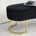 thumbnail image 6 of End of Bed Bench, 48" Velvet Upholstered Entryway Bench with Golden Metal Legs, Modern Ottoman Bench Oval Foot Rest Long Stool for Sofa Couch Bedroom Living Room Window, Black, 6 of 6