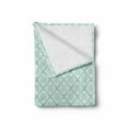 thumbnail image 2 of Teal and White Soft Flannel Fleece Throw Blanket, Old Fashioned Abstract Mosaic Design Elements with Floral Details, Cozy Plush for Indoor and Outdoor Use, 50" x 70", Mint Green White, by Ambesonne, 2 of 6