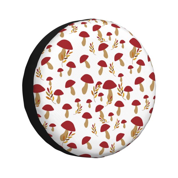 Fotbe Red Mushroom Funda de Llanta de Repuesto con Estampado, Engrosada, Ajuste Universal para Jeep, Remolque, RV, SUV, Camión-17 inch
