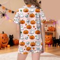 thumbnail image 3 of Pandaie Little Girls Loungewear Halloween Ghost Pumpkin Print Short Sleeve Pajamas 2 Piece Set Kid Night Sleepwear Outfits Pink,8-9Years, 3 of 5