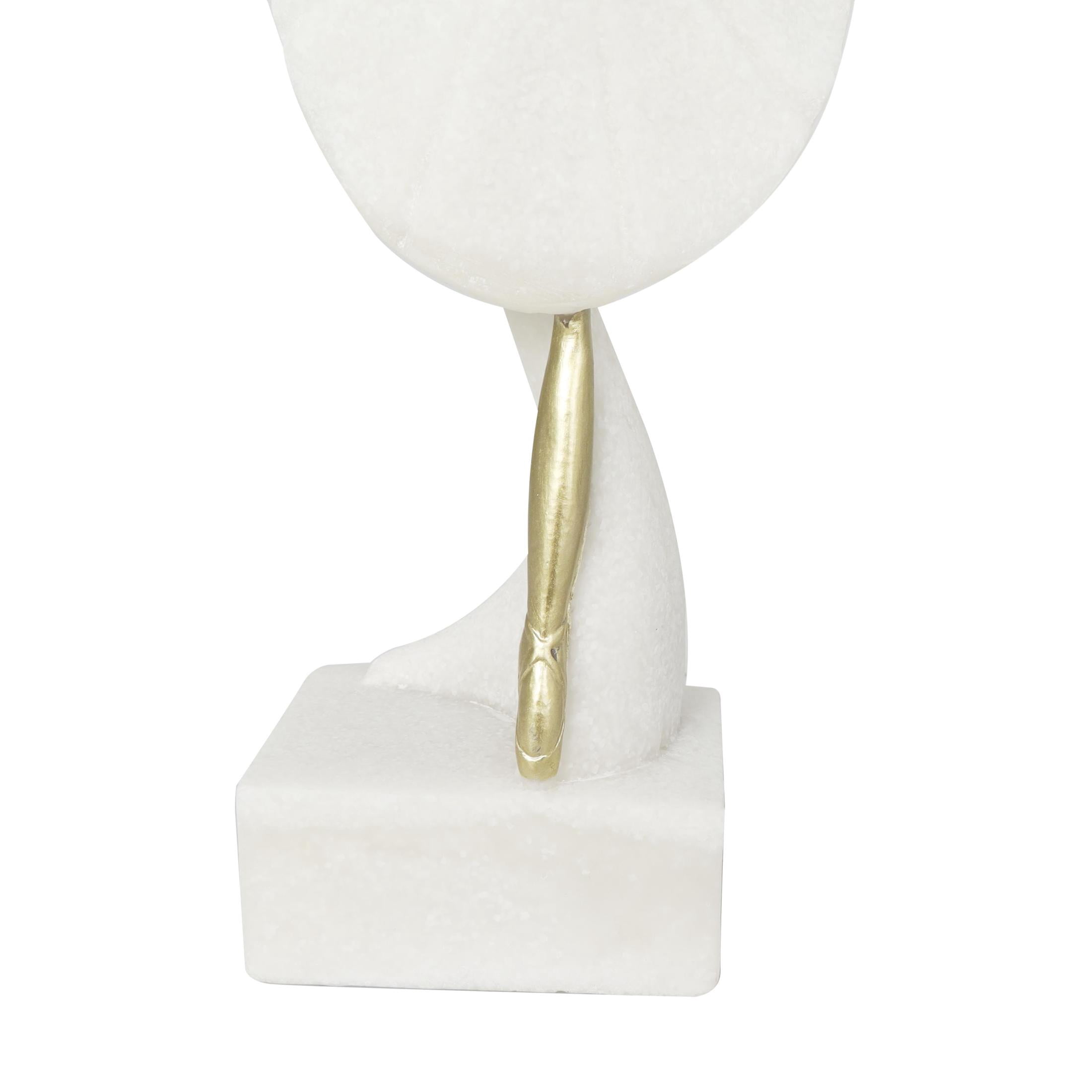 4" x 14" Cream Polystone Ballet Dancer Sculpture with Gold Accents, by DecMode